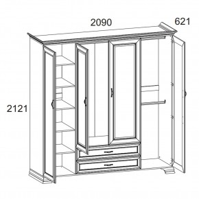 Шкаф 4D2S Z, TIFFANY, цвет вудлайн кремовый в Озерске - ozersk.mebel24.online | фото 1