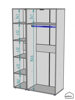 Шкаф Linnea MHR-3-1 2050х1200х510 (ДВ-М 11.1.25) в Озерске - ozersk.mebel24.online | фото 3
