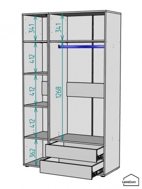 Шкаф Linnea MHR-3PO-2 2050х1200х510 (Белый-М 11.1.2) в Озерске - ozersk.mebel24.online | фото 3