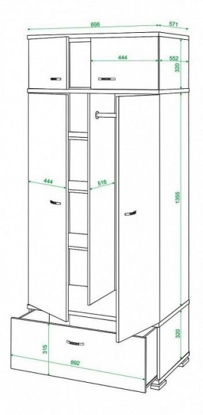 Шкаф платяной Домино КС-20 в Озерске - ozersk.mebel24.online | фото 3
