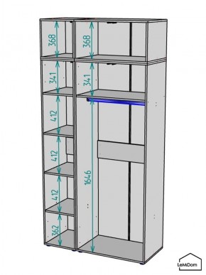 Шкаф с антресолью Linnea MHR-3A-1 2450х1200х510 (Графит-М 11.1.25) в Озерске - ozersk.mebel24.online | фото 3