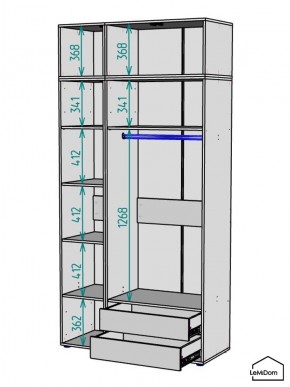 Шкаф с антресолью Linnea MHR-3A-2 2450х1200х510 (Графит-М 11.1.25) в Озерске - ozersk.mebel24.online | фото 3