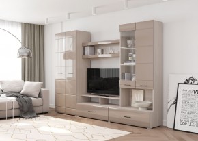 Стенка НЕНСИ 1 (Ясень Шимо светлый/Капучино глянец) в Озерске - ozersk.mebel24.online | фото 2