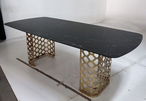 Стол CHIAVARI 220 KL-116 Черный мрамор матовый, итальянская керамика / бронзовый, ®DISAUR в Озерске - ozersk.mebel24.online | фото 4