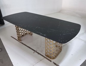 Стол CHIAVARI 220 KL-116 Черный мрамор матовый, итальянская керамика / бронзовый, ®DISAUR в Озерске - ozersk.mebel24.online | фото 6