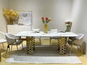Стол CHIAVARI 220 KL-188 Контрастный мрамор матовый, итальянская керамика / Шампань, ®DISAUR в Озерске - ozersk.mebel24.online | фото 2