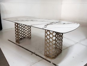 Стол CHIAVARI 220 KL-188 Контрастный мрамор матовый, итальянская керамика / Шампань, ®DISAUR в Озерске - ozersk.mebel24.online | фото 6