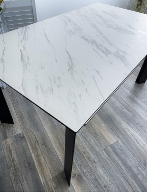 Стол CREMONA 140 KL-99 Белый мрамор матовый, итальянская керамика / черный каркас, ®DISAUR в Озерске - ozersk.mebel24.online | фото 3