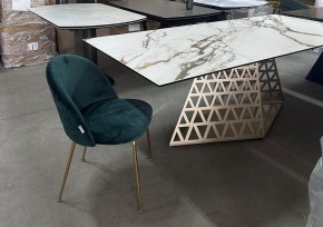 Стол ENNA 220 KL-188 Контрастный мрамор матовый, итальянская керамика/ каркас цвета шампань, ®DISAUR в Озерске - ozersk.mebel24.online | фото 8