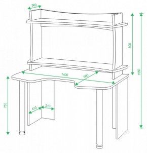 Стол компьютерный Домино Lite СКЛ-Игр140+НКИЛ140ВЛ в Озерске - ozersk.mebel24.online | фото 3