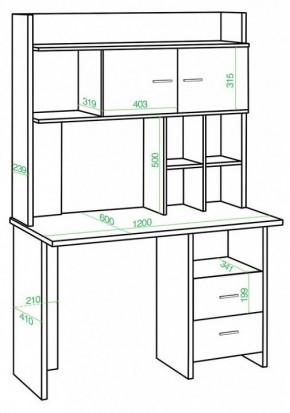 Стол компьютерный Домино Lite СКЛ-Прям120Р+НКЛХ-120 в Озерске - ozersk.mebel24.online | фото 2