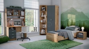 МАРТИНА Стол письменный с надстройкой (Графит/Дуб крафт) в Озерске - ozersk.mebel24.online | фото 2