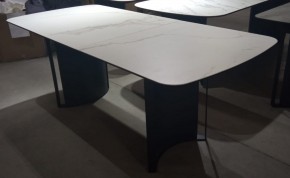 Стол RASMUS 160 TL-45 Белый мрамор, испанская керамика / черный каркас, ®DISAUR в Озерске - ozersk.mebel24.online | фото 2