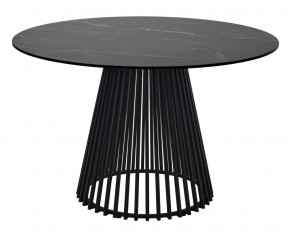 Стол TERNI 120 MATT BLACK MARBLE SOLID CERAMIC Черный мрамор матовый, керамика /Черн.каркас, ®DISAUR в Озерске - ozersk.mebel24.online | фото