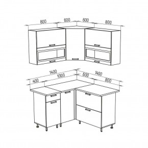 ТЕХНО Кухонный гарнитур угловой 1,4х1,4 м Компоновка №2 в Озерске - ozersk.mebel24.online | фото 8