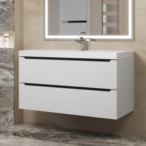 Тумба под раковину Uperwood Tanos 100 см, подвесная, белая/графит в Озерске - ozersk.mebel24.online | фото