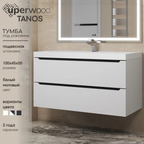 Тумба под раковину Uperwood Tanos 100 см, подвесная, белая/графит в Озерске - ozersk.mebel24.online | фото 3