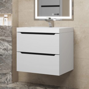 Тумба под раковину Uperwood Tanos 60 см, подвесная, белая/графит в Озерске - ozersk.mebel24.online | фото