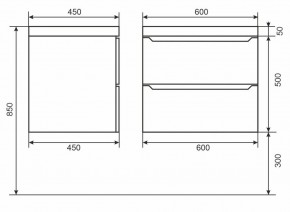 Тумба под раковину Uperwood Tanos 60 см, подвесная, белая/графит в Озерске - ozersk.mebel24.online | фото 6