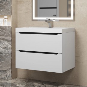 Тумба под раковину Uperwood Tanos 70 см, подвесная, белая/графит в Озерске - ozersk.mebel24.online | фото