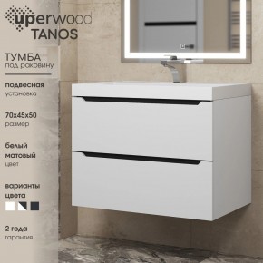 Тумба под раковину Uperwood Tanos 70 см, подвесная, белая/графит в Озерске - ozersk.mebel24.online | фото 3