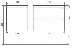 Тумба под раковину Uperwood Tanos 70 см, подвесная, черная матовая в Озерске - ozersk.mebel24.online | фото 6