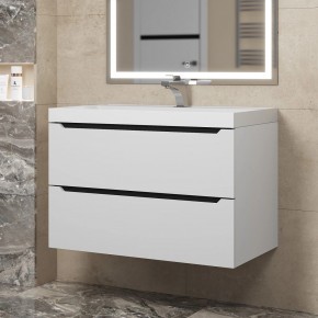 Тумба под раковину Uperwood Tanos 80 см, подвесная, белая/графит в Озерске - ozersk.mebel24.online | фото
