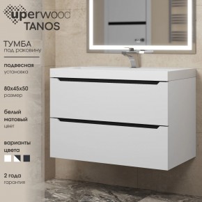 Тумба под раковину Uperwood Tanos 80 см, подвесная, белая/графит в Озерске - ozersk.mebel24.online | фото 3
