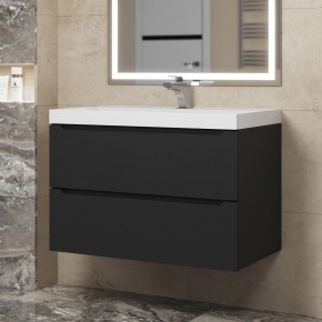 Тумба под раковину Uperwood Tanos 80 см, подвесная, черная матовая в Озерске - ozersk.mebel24.online | фото
