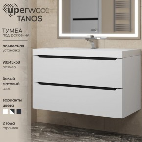 Тумба под раковину Uperwood Tanos 90 см, подвесная, белая/графит в Озерске - ozersk.mebel24.online | фото 3