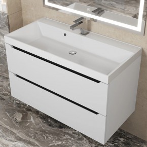 Тумба под раковину Uperwood Tanos 90 см, подвесная, белая/графит в Озерске - ozersk.mebel24.online | фото 9